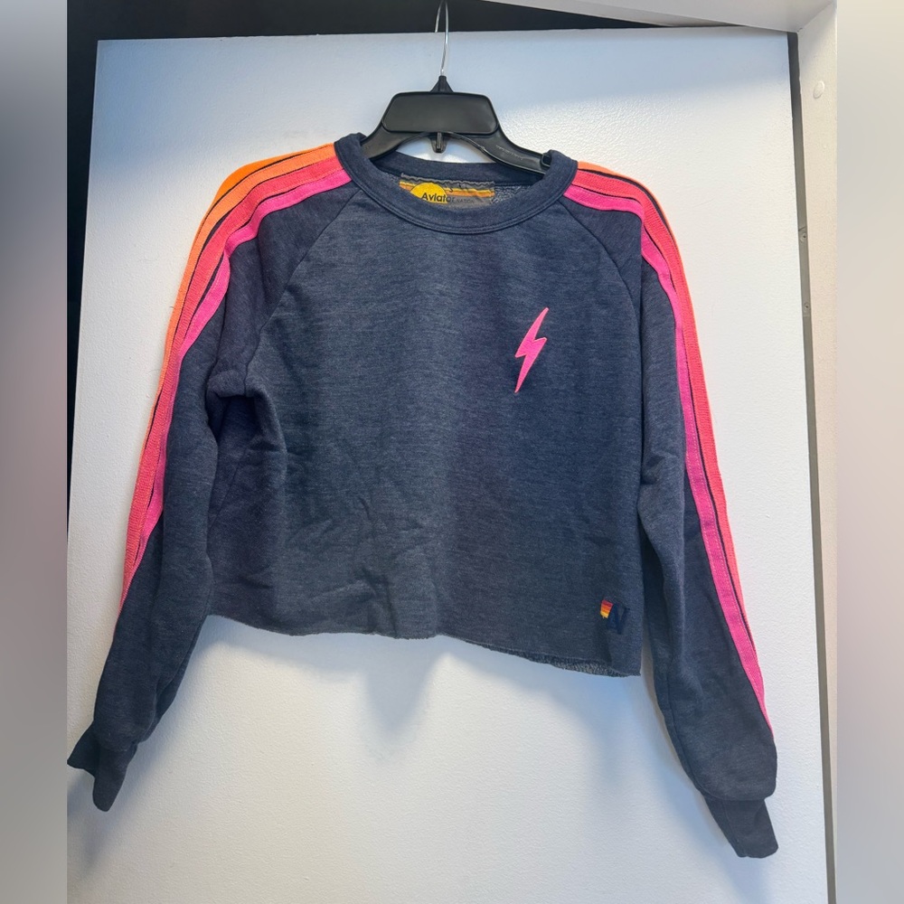 Aviator nation crop bolt sweatshirt